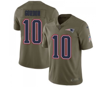 Men's NFL New England Patriots #10 Josh Gordon Olive 2017 Salute to Service Limited Nike Jersey