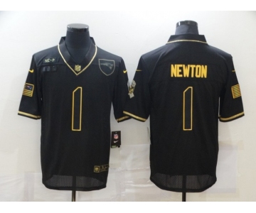 Men's New England Patriots #1 Cam Newton Black Gold 2020 Salute To Service Stitched NFL Nike Limited Jersey