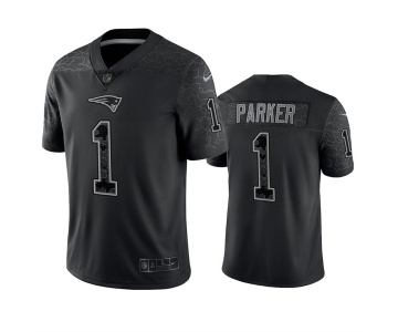Men's New England Patriots #1 DeVante Parker Black Reflective Limited Stitched Football Jersey
