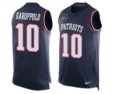 Men's New England Patriots #10 Jimmy Garoppolo Navy Blue Hot Pressing Player Name & Number Nike NFL Tank Top Jersey