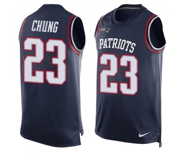 Men's New England Patriots #23 Patrick Chung Navy Blue Hot Pressing Player Name & Number Nike NFL Tank Top Jersey
