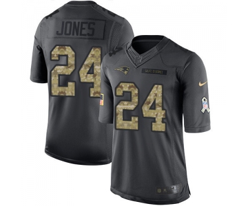 Men's New England Patriots #24 Cyrus Jones Black Anthracite 2016 Salute To Service Stitched NFL Nike Limited Jersey