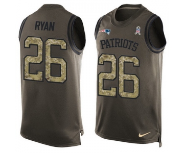 Men's New England Patriots #26 Logan Ryan Green Salute to Service Hot Pressing Player Name & Number Nike NFL Tank Top Jersey