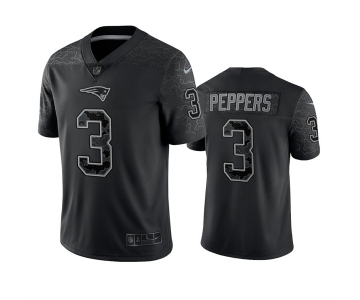 Men's New England Patriots #3 Jabrill Peppers Black Reflective Limited Stitched Football Jersey