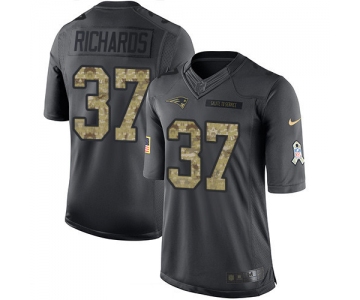 Men's New England Patriots #37 Jordan Richards Black Anthracite 2016 Salute To Service Stitched NFL Nike Limited Jersey_