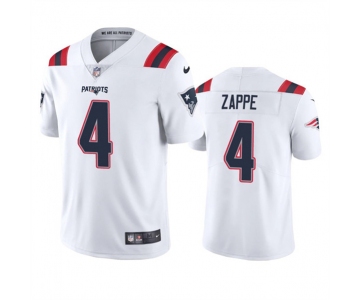 Men's New England Patriots #4 Bailey Zappe White Vapor Untouchable Limited Stitched Jersey