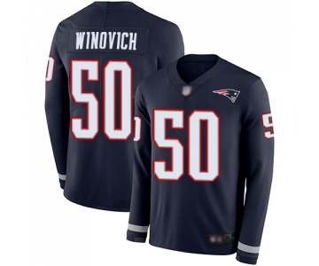 Men's New England Patriots #50 Chase Winovich Limited Navy Blue Therma Long Sleeve Jersey