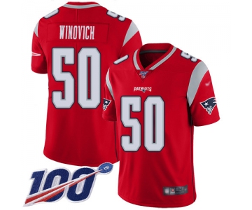 Men's New England Patriots #50 Chase Winovich Limited Red 100th Season Inverted Legend Jersey