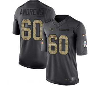 Men's New England Patriots #60 David Andrews Black Anthracite 2016 Salute To Service Stitched NFL Nike Limited Jersey