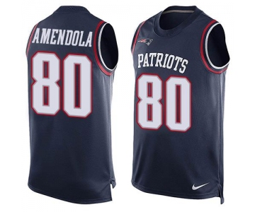 Men's New England Patriots #80 Danny Amendola Navy Blue Hot Pressing Player Name & Number Nike NFL Tank Top Jersey