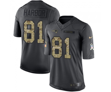 Men's New England Patriots #81 Clay Harbor Black Anthracite 2016 Salute To Service Stitched NFL Nike Limited Jersey