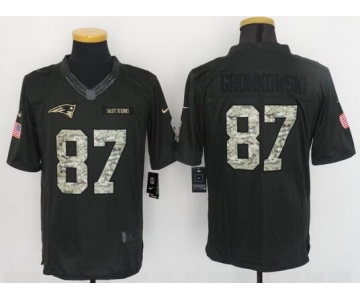 Men's New England Patriots #87 Rob Gronkowski Black Anthracite 2016 Salute To Service Stitched NFL Nike Limited Jersey
