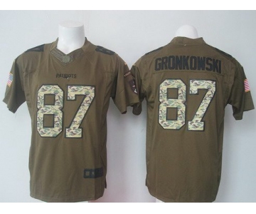 Men's New England Patriots #87 Rob Gronkowski Green Salute To Service 2015 NFL Nike Limited Jersey