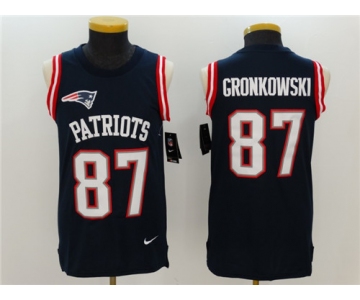 Men's New England Patriots #87 Rob Gronkowski Navy Blue Color Rush 2017 Vest Stitched NFL Nike Tank Top Jersey