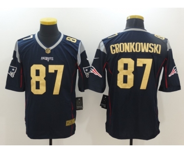 Men's New England Patriots #87 Rob Gronkowski Navy Blue With Gold Stitched NFL Nike Limited Jersey