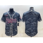 Men's New England Patriots Blank Grey Camo With Patch Cool Base Stitched Baseball Jersey