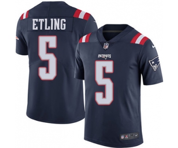 Men's Nike New England Patriots #5 Danny Etling Navy Blue Vapor Untouchable Limited Jersey