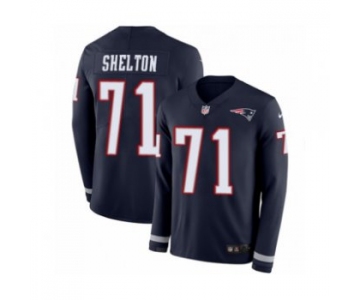 Men's Nike New England Patriots #71 Danny Shelton Limited Navy Blue Therma Long Sleeve NFL Jersey