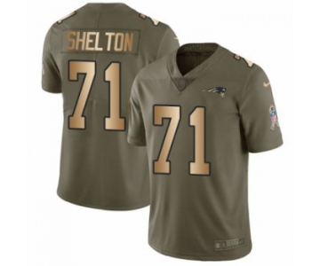 Men's Nike New England Patriots #71 Danny Shelton Limited Olive Gold 2017 Salute to Service NFL Jersey