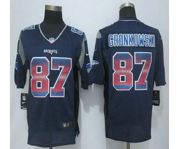 New England Patriots #87 Rob Gronkowski Navy Blue Strobe 2015 NFL Nike Fashion Jersey