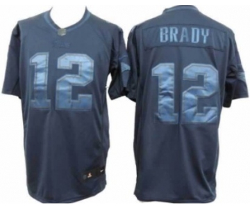 Nike New England Patriots #12 Tom Brady Drenched Limited Blue Jersey