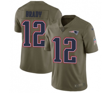 Nike New England Patriots #12 Tom Brady Olive Men's Stitched NFL Limited 2017 Salute To Service Jersey