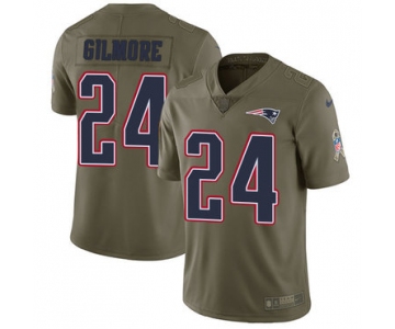 Nike New England Patriots #24 Stephon Gilmore Olive Men's Stitched NFL Limited 2017 Salute To Service Jersey