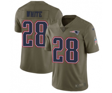 Nike New England Patriots #28 James White Olive Men's Stitched NFL Limited 2017 Salute To Service Jersey