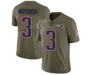 Nike New England Patriots #3 Stephen Gostkowski Olive Men's Stitched NFL Limited 2017 Salute To Service Jersey
