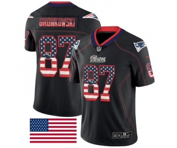 Nike New England Patriots #87 Rob Gronkowski Black Men's Stitched NFL Limited Rush USA Flag Jersey
