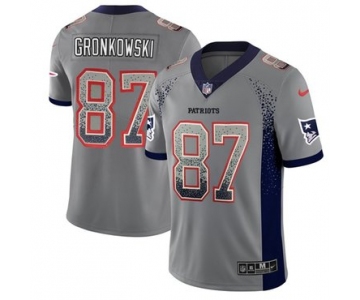 Nike New England Patriots #87 Rob Gronkowski Grey Men's Stitched NFL Limited Rush Drift Fashion Jersey