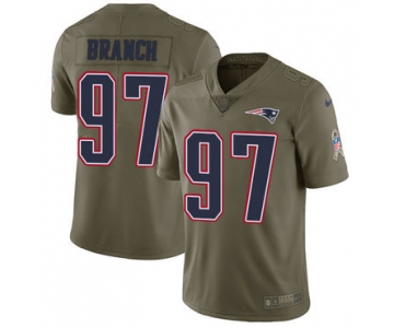 Nike New England Patriots #97 Alan Branch Olive Men's Stitched NFL Limited 2017 Salute To Service Jersey