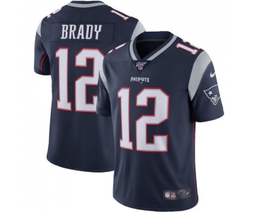 Nike Patriots 12 Tom Brady Navy 100th Season Vapor Untouchable Limited Jersey