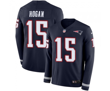 Nike Patriots #15 Chris Hogan Navy Blue Team Color Men's Stitched NFL Limited Therma Long Sleeve Jersey