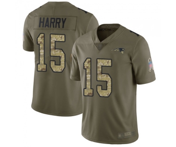Nike Patriots #15 N'Keal Harry Olive Camo Men's Stitched NFL Limited 2017 Salute To Service Jersey