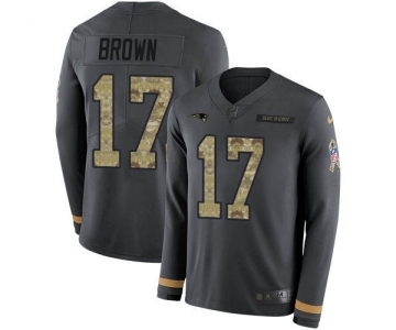 Nike Patriots #17 Antonio Brown Anthracite Salute to Service Men's Stitched NFL Limited Therma Long Sleeve Jersey