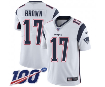 Nike Patriots #17 Antonio Brown White Men's Stitched NFL 100th Season Vapor Limited Jersey