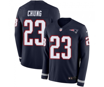 Nike Patriots #23 Patrick Chung Navy Blue Team Color Men's Stitched NFL Limited Therma Long Sleeve Jersey