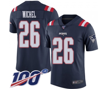 Nike Patriots #26 Sony Michel Navy Blue Men's Stitched NFL Limited Rush 100th Season Jersey