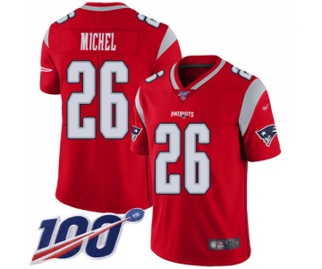 Nike Patriots #26 Sony Michel Red Men's Stitched NFL Limited Inverted Legend 100th Season Jersey