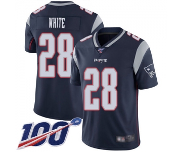 Nike Patriots #28 James White Navy Blue Team Color Men's Stitched NFL 100th Season Vapor Limited Jersey