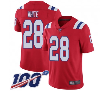 Nike Patriots #28 James White Red Alternate Men's Stitched NFL 100th Season Vapor Limited Jersey