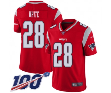 Nike Patriots #28 James White Red Men's Stitched NFL Limited Inverted Legend 100th Season Jersey