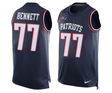 Nike Patriots #77 Michael Bennett Navy Blue Team Color Men's Stitched NFL Limited Tank Top Jersey