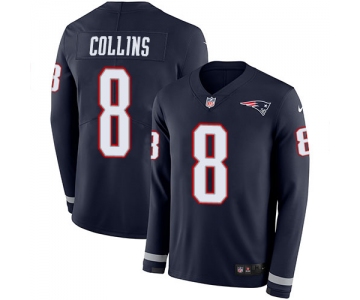 Nike Patriots #8 Jamie Collins Sr Navy Blue Team Color Men's Stitched NFL Limited Therma Long Sleeve Jersey