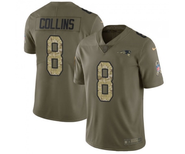 Nike Patriots #8 Jamie Collins Sr Olive Camo Men's Stitched NFL Limited 2017 Salute To Service Jersey