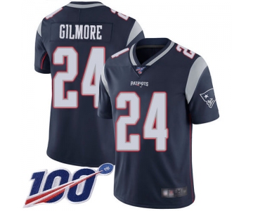 Patriots #24 Stephon Gilmore Navy Blue Team Color Men's Stitched Football 100th Season Vapor Limited Jersey