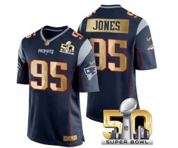 Pro Order New England Patriots Jersey 95 Chandler Jones Navy Blue Super Bowl Limited Jerseys