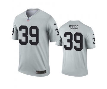 Men's Las Vegas Raiders #39 Nate Hobbs Silver Inverted Legend Jersey