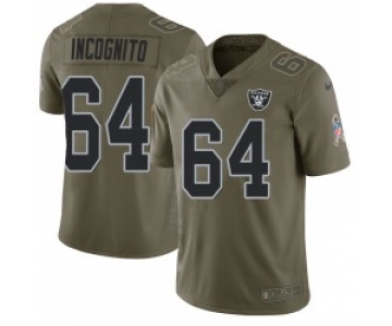 Men's Las Vegas Raiders #64 Richie Incognito Limited Green 2017 Salute to Service Jersey